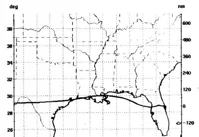 Drawing of STS-82 entry groundtrack (22,408 bytes)